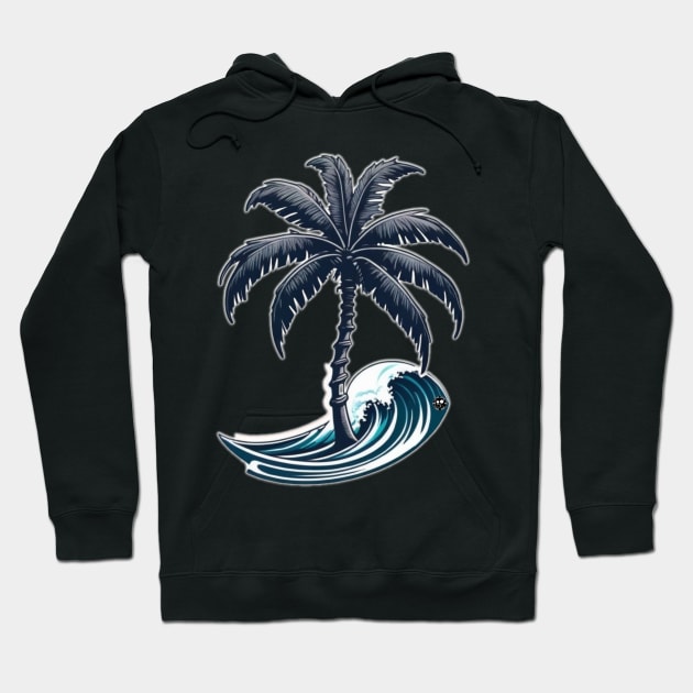 beach, surf, palm tree and waves Hoodie by NeyPlanet